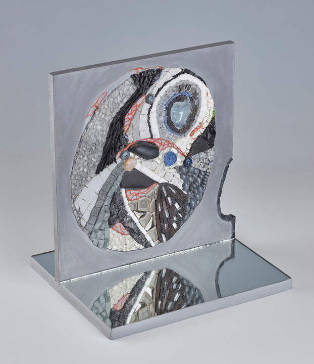 Sculpture titled "Matière grise" by Christine Kerfant, Original Artwork, Mosaic