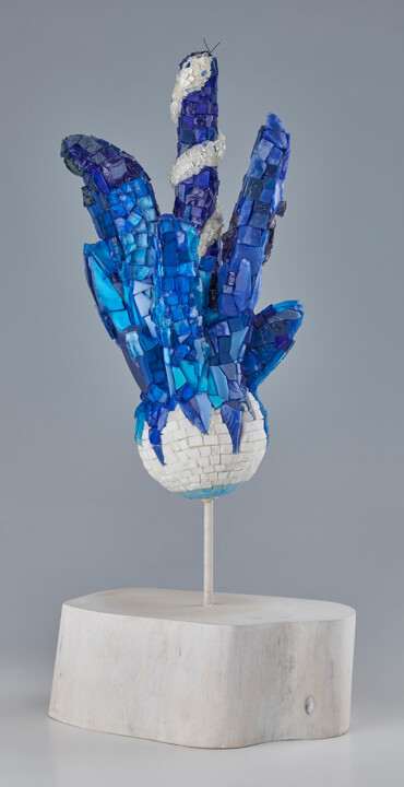 Sculpture titled "Blue Spirit" by Christine Kerfant, Original Artwork, Mosaic