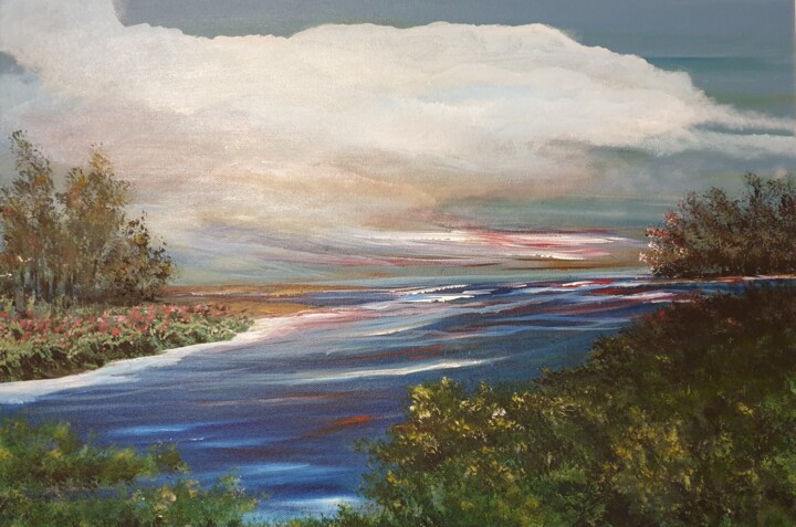 Peinture intitulée "Le nuage" par Christine Lavialle, Œuvre d'art originale, Acrylique