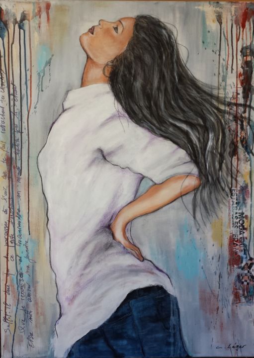 Painting titled "ELSA  inspiré par u…" by Christine Leger, Original Artwork, Acrylic