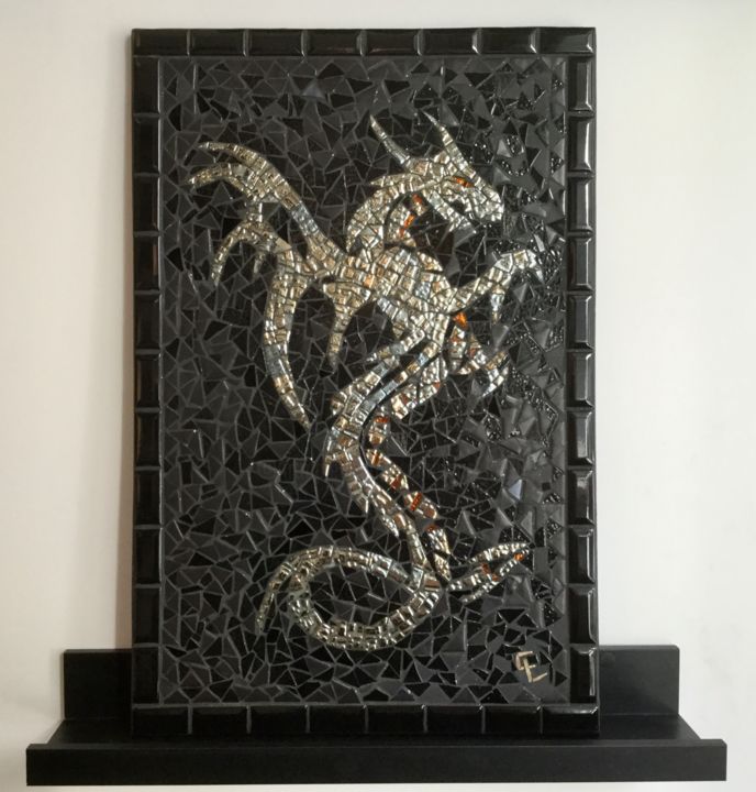 Sculpture intitulée "Dragon" par Christine Louchet, Œuvre d'art originale, Mosaïque