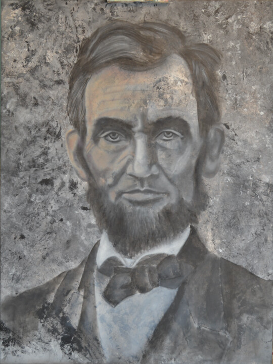 Malerei mit dem Titel ""Abraham Lincoln"" von Christine Mamet, Original-Kunstwerk, Öl