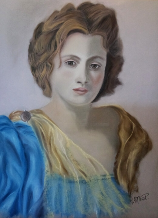 Desenho intitulada ""Ma Judith"" por Christine Mamet, Obras de arte originais, Pastel