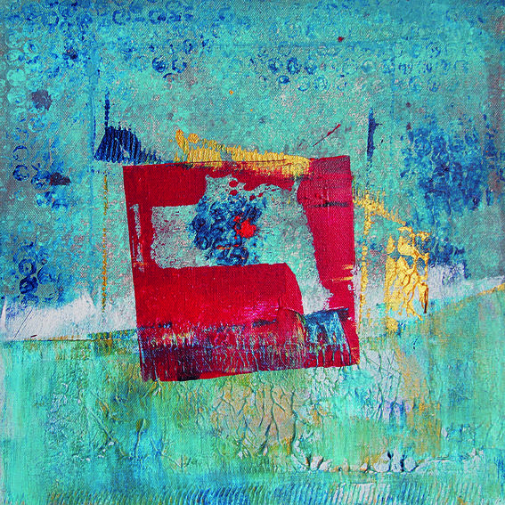 Painting titled "Tampon rouge 30x30.…" by Christine Membrez, Original Artwork