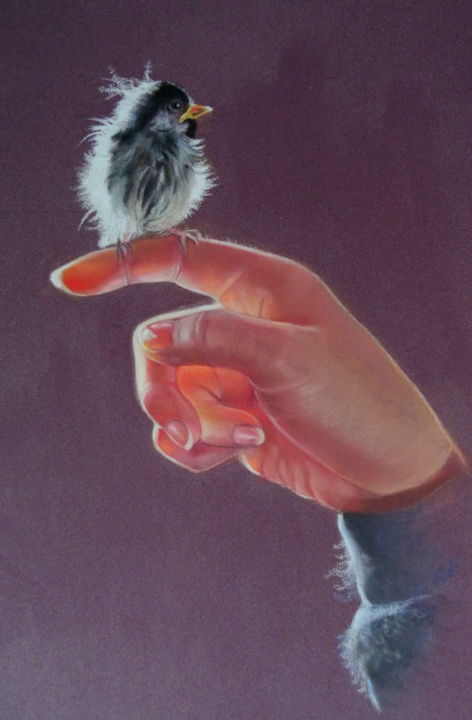 Malarstwo zatytułowany „"tombée du ciel" pa…” autorstwa Christine Mergnat, Oryginalna praca, Pastel