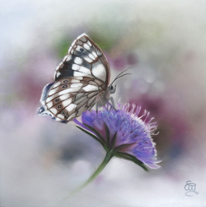 Peinture intitulée "l'heure bleue #Arti…" par Christine Mergnat, Œuvre d'art originale, Pastel