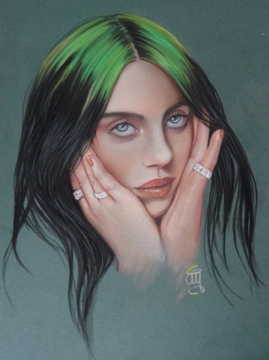 Painting titled "Billie" by Christine Mergnat, Original Artwork, Pastel