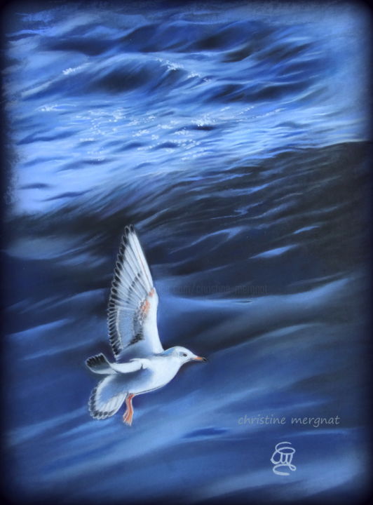 Peinture intitulée "fais comme l'oiseau…" par Christine Mergnat, Œuvre d'art originale, Pastel