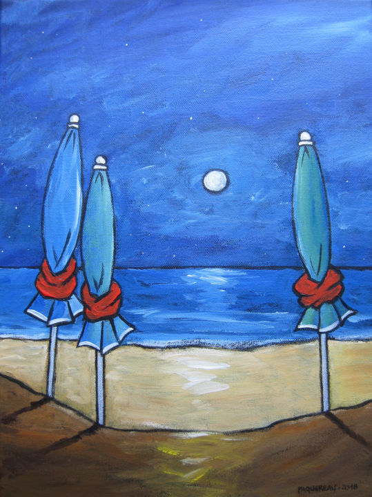Painting titled "Moment lunaire / Mo…" by Christine Paquereau, Original Artwork, Acrylic