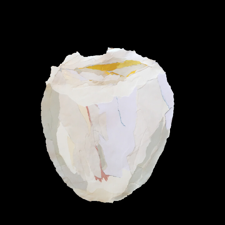 Collagen mit dem Titel "Egg" von Christine Perratzi, Original-Kunstwerk, Collagen Auf Keilrahmen aus Holz montiert