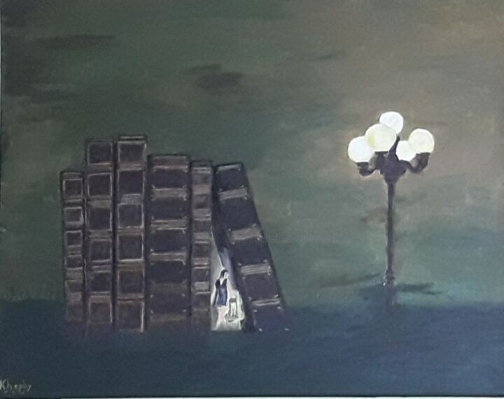 Painting titled "Le monde des livres" by Christine Ranchoux Soleillant, Original Artwork, Acrylic