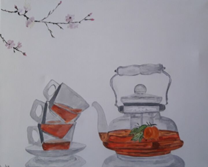 Peinture intitulée "Thé abricot" par Christine Ranchoux Soleillant, Œuvre d'art originale, Acrylique