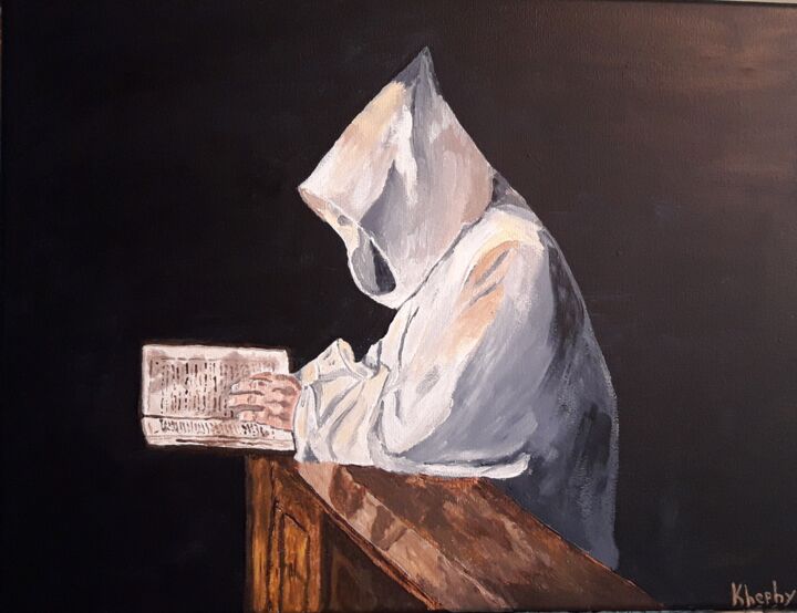 Peinture intitulée "Moine en prière" par Christine Ranchoux Soleillant, Œuvre d'art originale, Acrylique