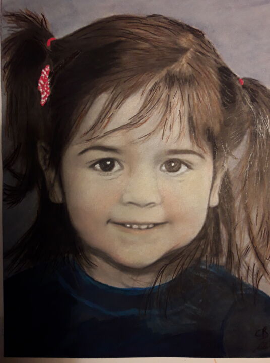 Peinture intitulée "Petite fille" par Christine Ranchoux Soleillant, Œuvre d'art originale, Encre