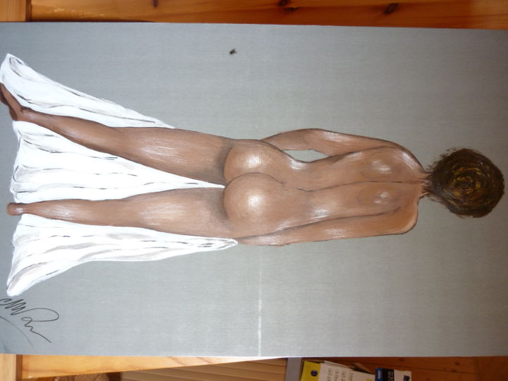 Painting titled "Femme nue" by Christine Roux, Original Artwork, Acrylic