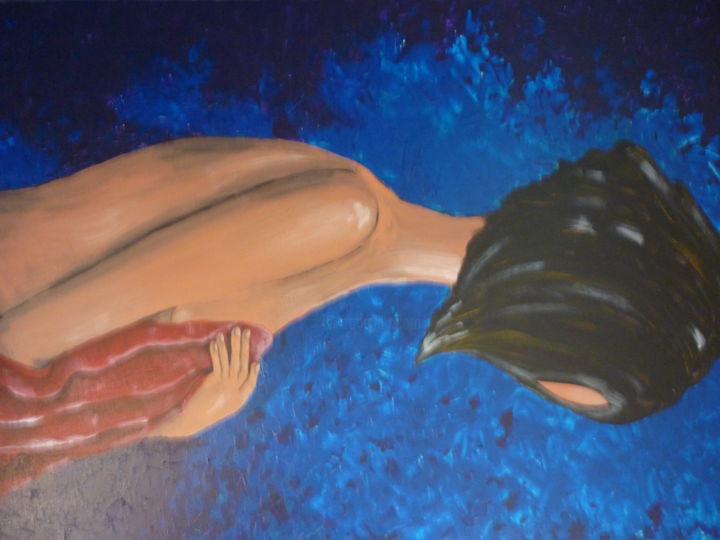 Painting titled "Seule" by Christine Roux, Original Artwork, Acrylic