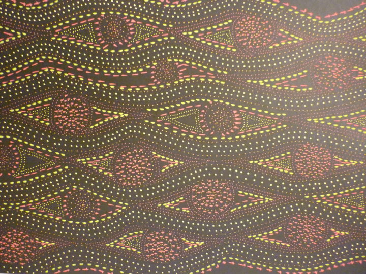 Painting titled "Art aborigène : poi…" by Christine Roux, Original Artwork