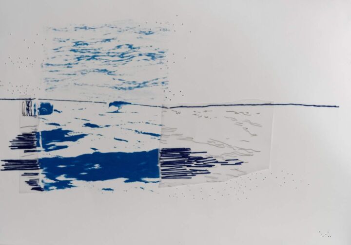 Estampas & grabados titulada "cyanotype VI" por Christine Vannier, Obra de arte original, Monotipia