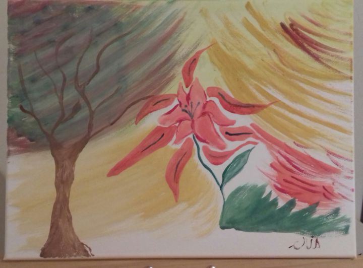 Painting titled "Fleur de tempête" by Cris, Original Artwork, Watercolor