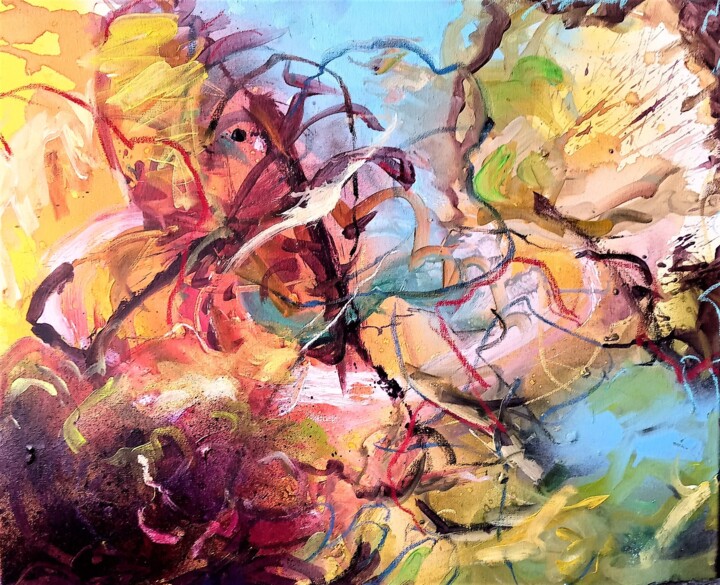 Peinture intitulée "les fleurs 2" par Christine Vinandy, Œuvre d'art originale, Acrylique