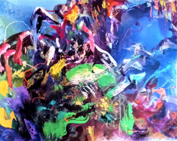 Картина под названием "les fleurs IV" - Christine Vinandy, Подлинное произведение искусства, Акрил