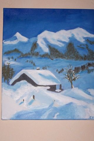 Peinture intitulée "Paysage de neige" par Christine Boglioli, Œuvre d'art originale, Huile