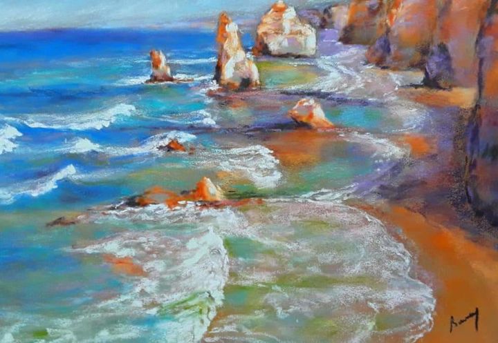 Painting titled "Calypso" by Christine Barreau, Original Artwork, Pastel