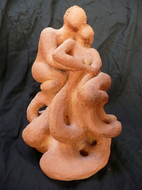Sculpture titled "Ternura" by Christine Batard, Original Artwork, Terra cotta