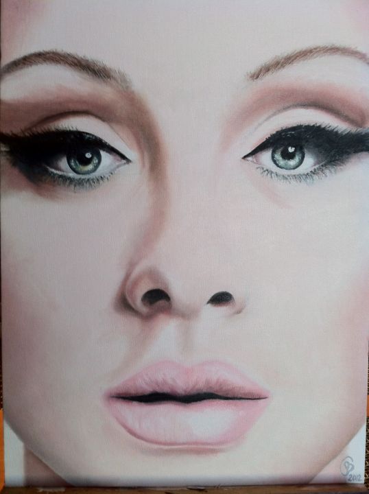 Painting titled "Portrait Adele, Acr…" by Christine Bélanger, Original Artwork, Acrylic
