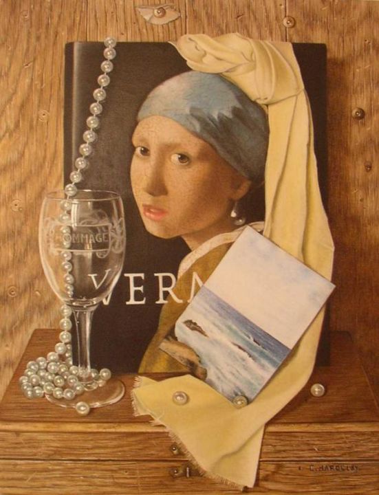 Картина под названием "Hommage à Vermeer" - Christine Hardelay, Подлинное произведение искусства