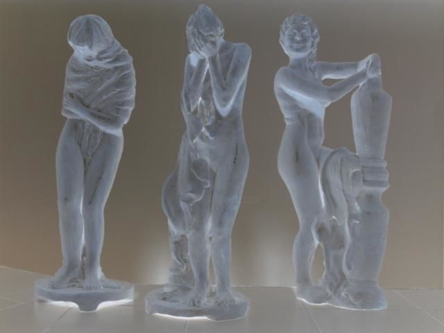 Sculptuur getiteld "les 3 gracieuses" door Christine Lambert, Origineel Kunstwerk, Terra cotta