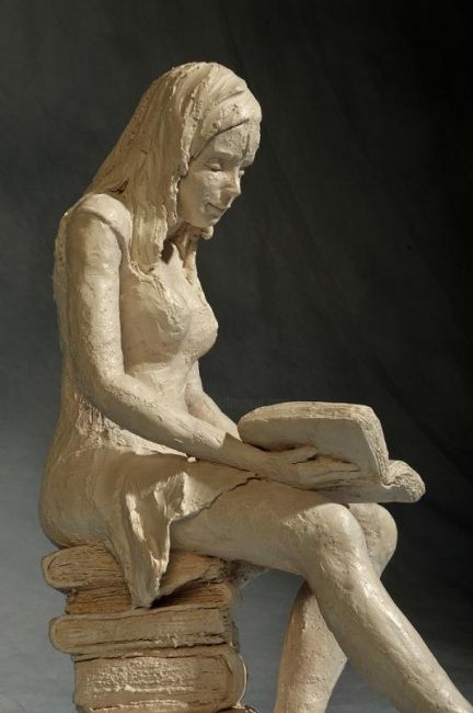 Sculpture intitulée "La lecture" par Christine Lambert, Œuvre d'art originale