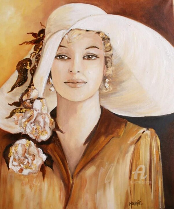 Pintura intitulada "Mary" por Chrystine Mounié, Obras de arte originais, Óleo Montado em Armação em madeira