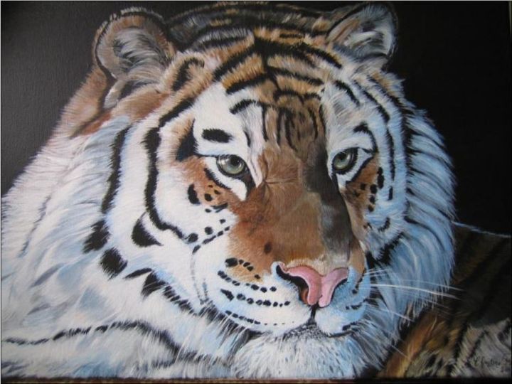 Peinture intitulée "Le tigre 2" par Christine Pultz, Œuvre d'art originale