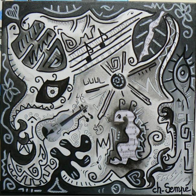 Painting titled "Musique" by Christine Sempé, Original Artwork