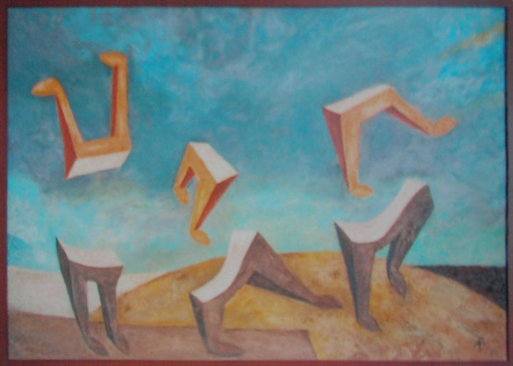 Painting titled "Musical Notes" by Richka, Original Artwork, Acrylic Mounted on Wood Panel