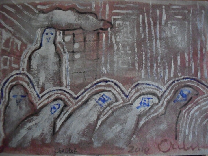 Painting titled "allemaal in de pas" by Christoffer Christiaan Sandee, Original Artwork, Acrylic