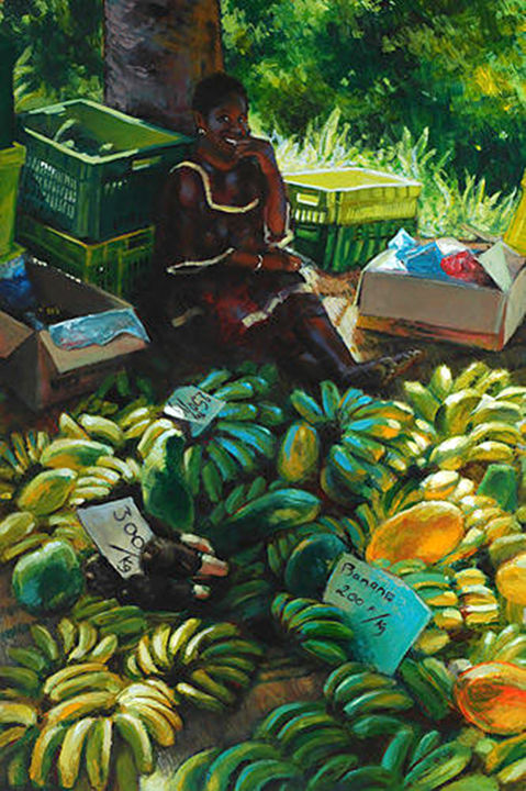 Peinture intitulée "Vendeuse de Farino…" par Christophe Binse, Œuvre d'art originale, Acrylique