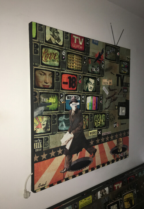 Peinture intitulée "TV ADDICT" par Christophe Brunet (Artof), Œuvre d'art originale, Autre