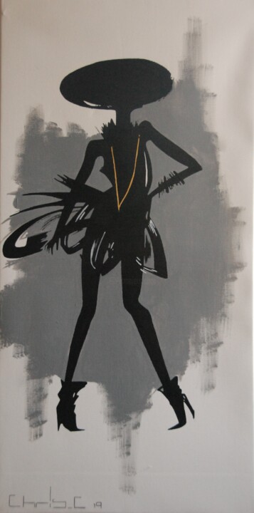 Pintura intitulada "la-petite-robe-noir…" por Christophe Caniac, Obras de arte originais, Acrílico