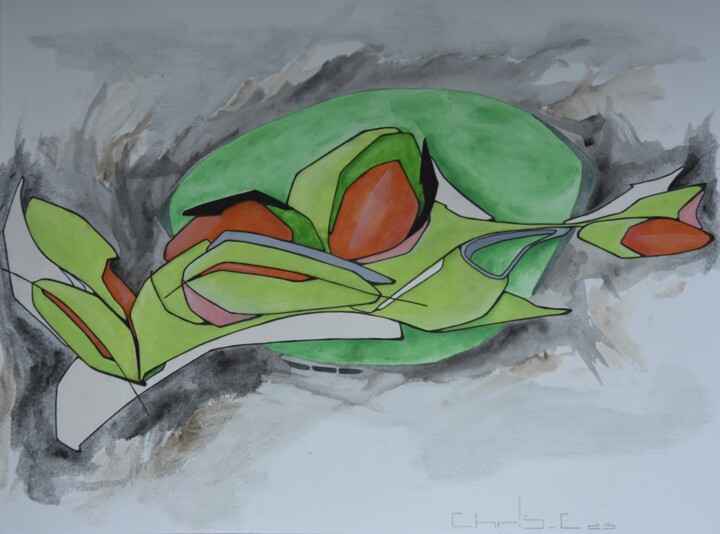 Pintura titulada "graff 2 2023" por Christophe Caniac, Obra de arte original, Acuarela
