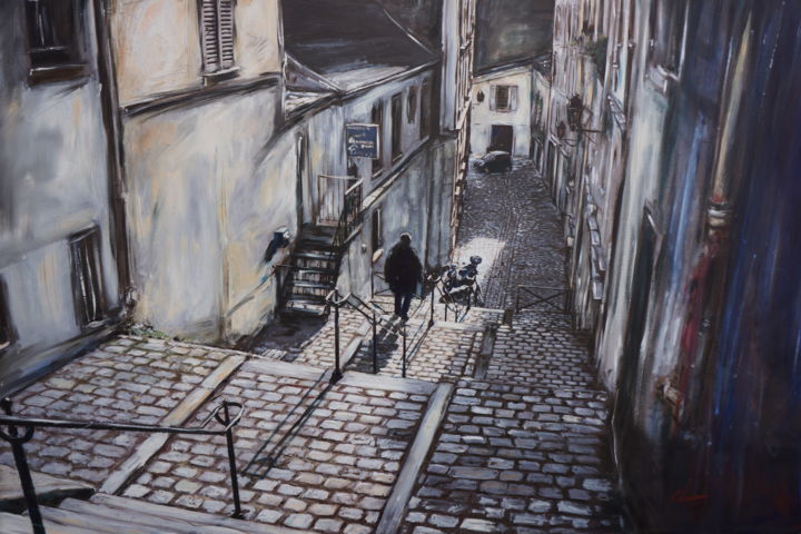 Painting titled "Passage des  Abbess…" by Christophe Chevreau, Original Artwork, Oil