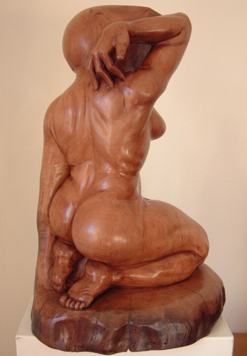 「La création d'Eve」というタイトルの彫刻 Christophe Clementによって, オリジナルのアートワーク, ウッド