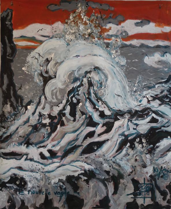 Pintura intitulada "La nouvelle vague -…" por Christophe Desrayaud, Obras de arte originais, Acrílico