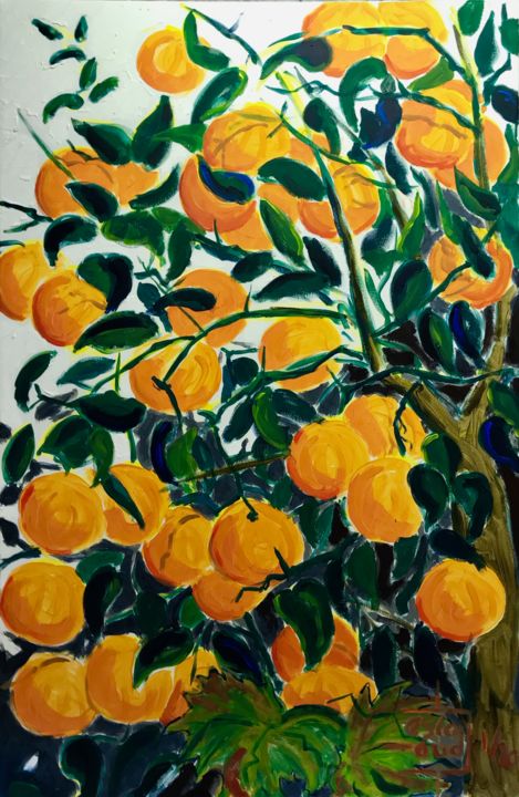Painting titled "Orange" by Christophe Desrayaud, Original Artwork, Acrylic