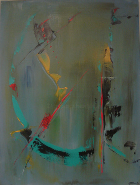 Peinture intitulée "danse-du-heron.jpg" par Christophe Dupuy, Œuvre d'art originale, Huile