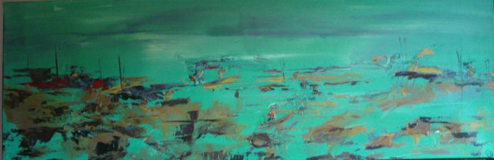 Pittura intitolato "maree-basse.jpg" da Christophe Dupuy, Opera d'arte originale, Olio