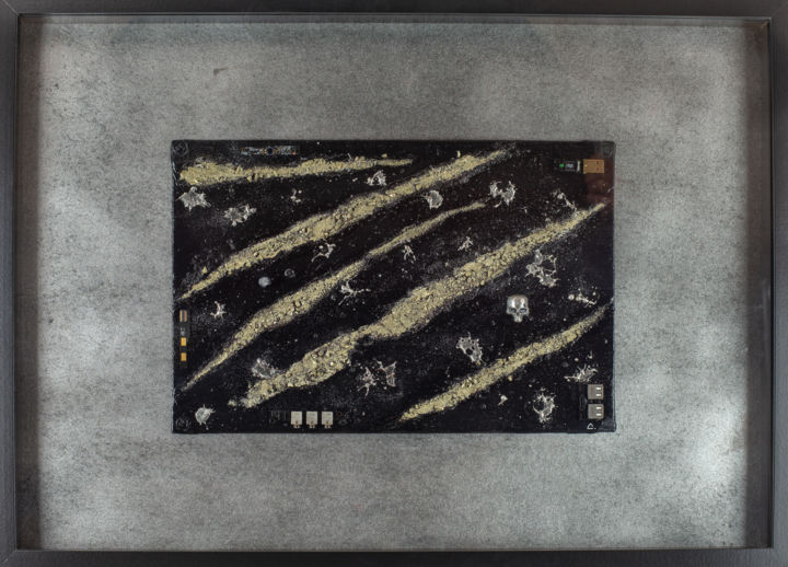 Collages intitulée "Dark Slides - Black…" par Christophe Gandolphe, Œuvre d'art originale, Collages Monté sur Panneau de bois