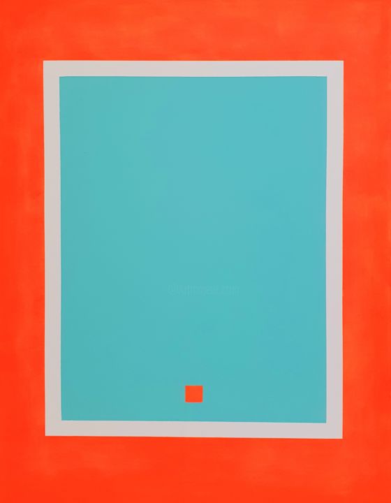 Malerei mit dem Titel "Carré orange" von Christophe Gazel, Original-Kunstwerk, Acryl