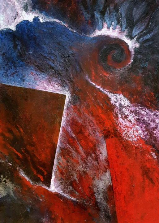 Painting titled "Cosmogonie N°6" by Christophe Houllier, Original Artwork, Acrylic Mounted on Wood Stretcher frame